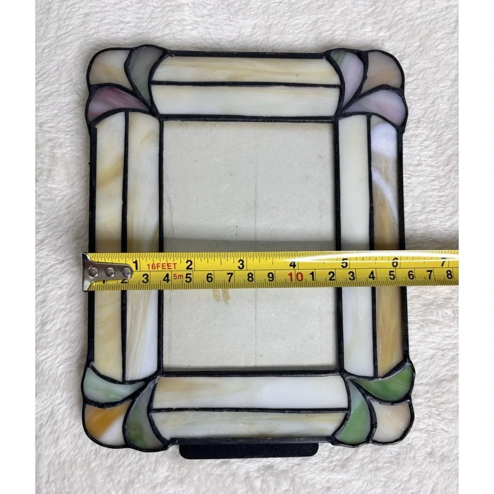 VTG Quoizel Art Deco MCM  Leaded Stained Glass Picture Frame 8X6